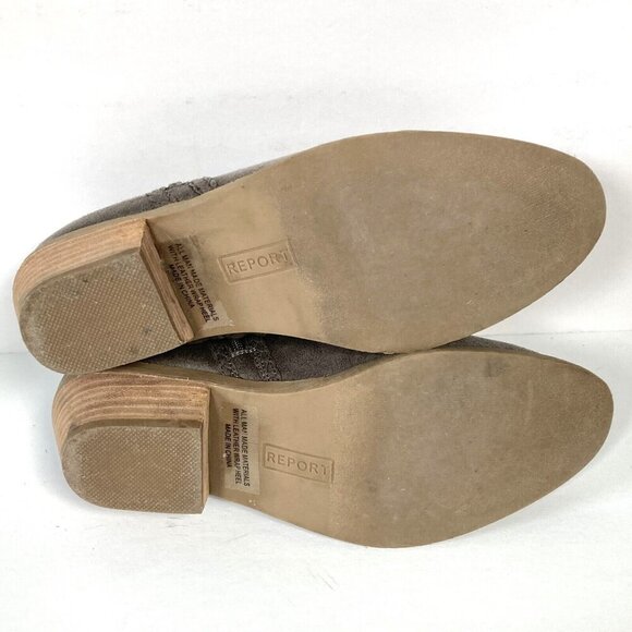 Report Dilly Gray Western Ankle Boots, Size 8, Faux Suede, Side‎ Zip, Braid Trim - Picture 7 of 9